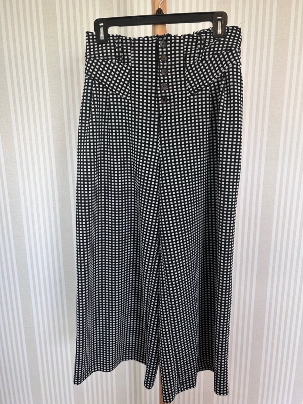 Anthropologie Maeve Orwell Wide-Leg Cropped Checkered Pants Women’s Size Small - Picture 4 of 9
